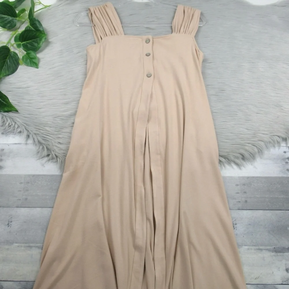 NAP Loungewear Button Open Front Slit Lagenlook Maxi Dress Womens Size Small
